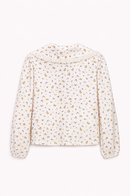 Blouse fleurie à col volanté – Fille