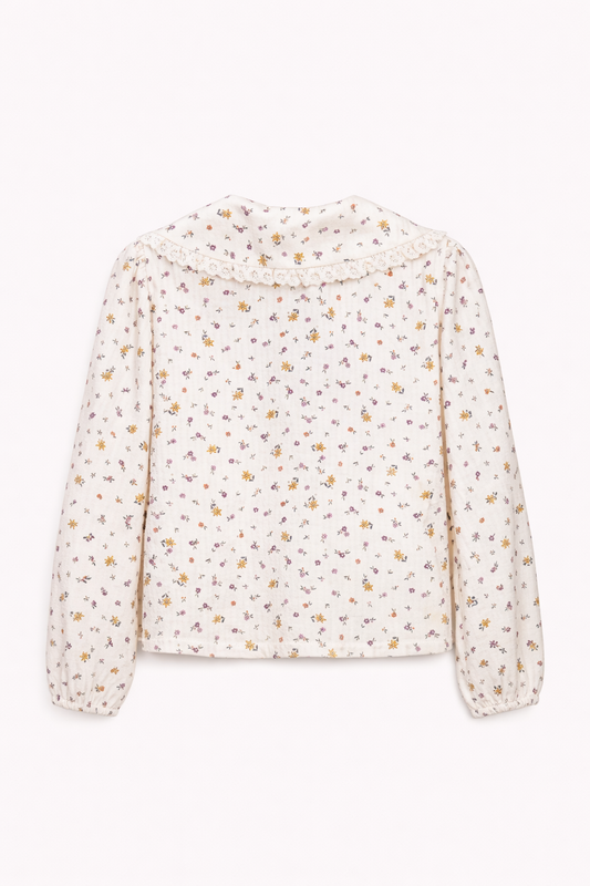 Blouse fleurie à col volanté – Fille