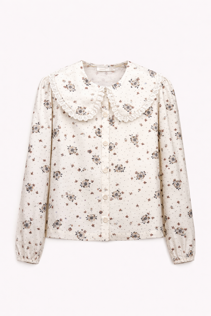 Blouse imprimée à col volanté – Fille