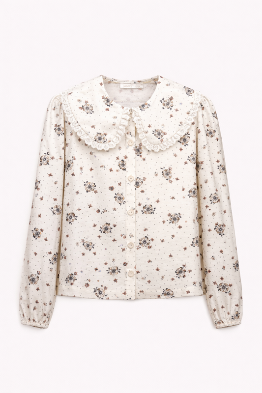 Blouse imprimée à col volanté – Fille