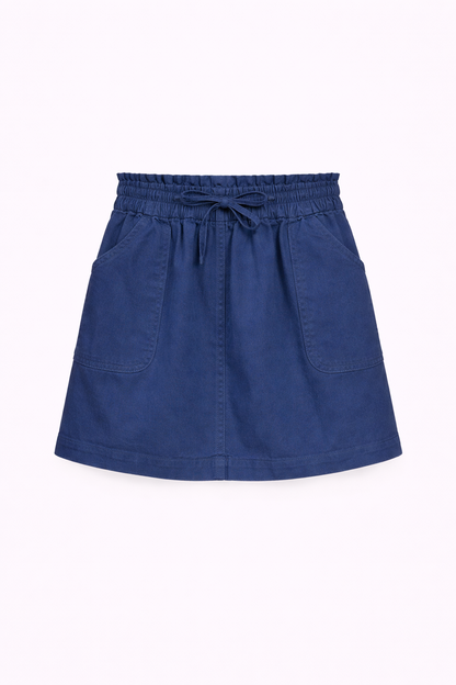Jupe fille en gabardine bleu – Taille élastique