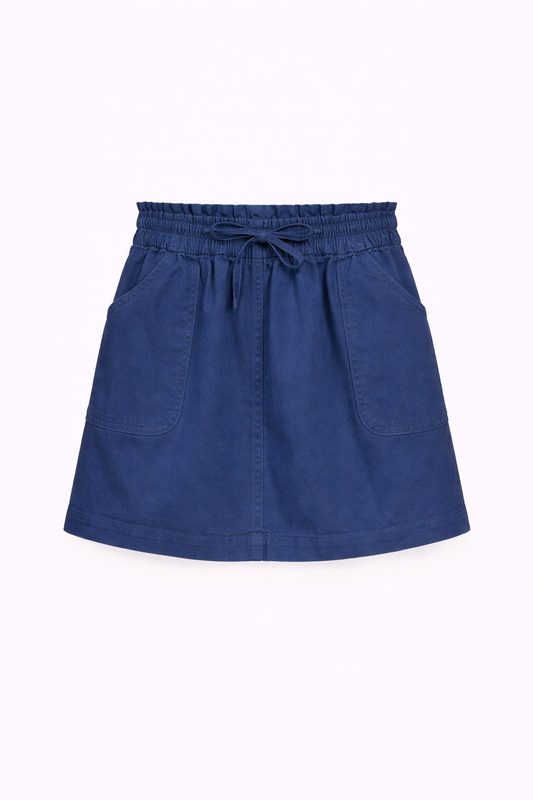 Jupe fille en gabardine bleu – Taille élastique