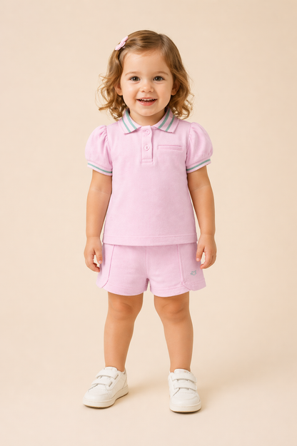Ensemble bébé fille polo & short – Douceur et élégance au quotidien