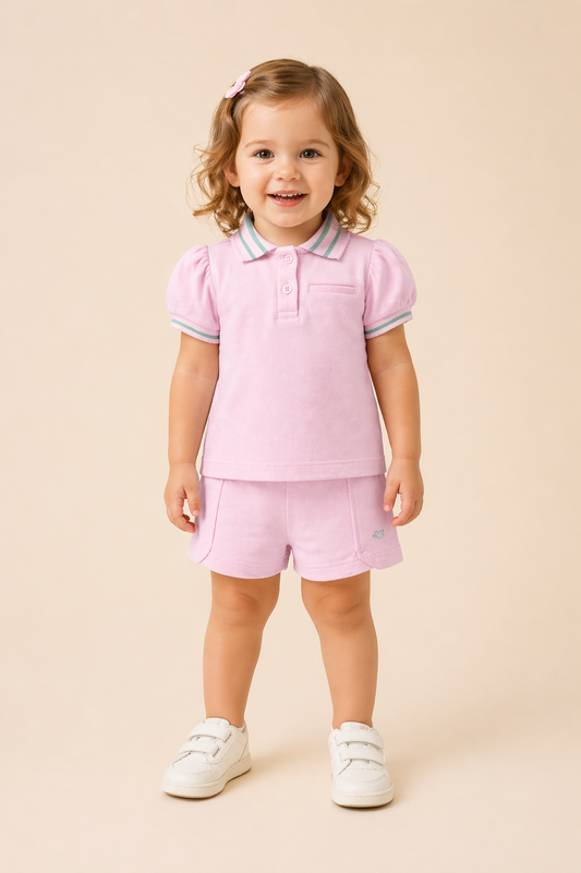 Ensemble bébé fille polo & short – Douceur et élégance au quotidien