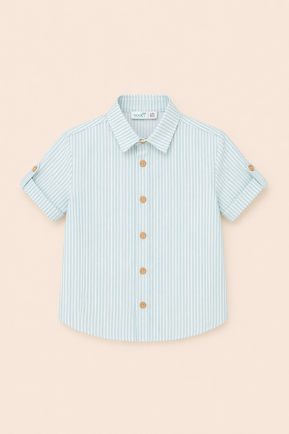 Ensemble garçon chemise rayée & short – Élégance estivale & confort