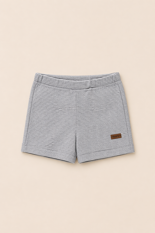Short à rayures, 100% coton avec ceinture élastique réglable