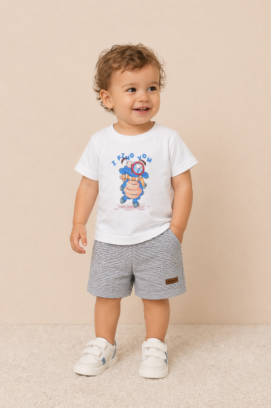 Ensemble bébé t-shirt imprimé & short – Confort ludique & style estival