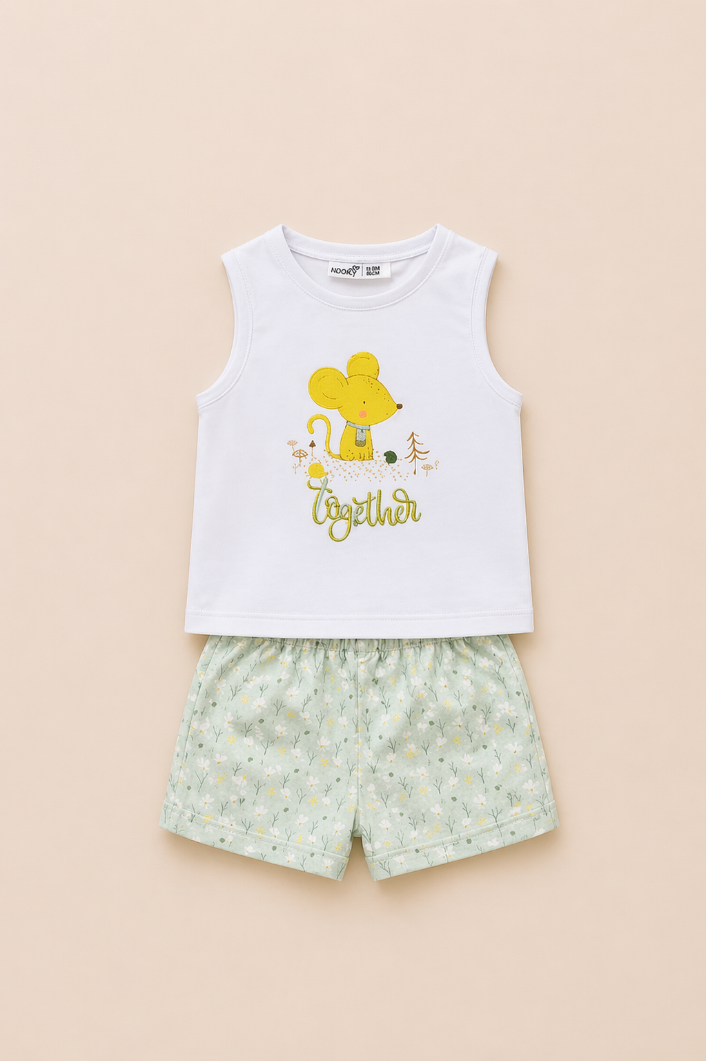 Ensemble bébé fille t-shirt imprimé & short – Douceur naturelle & style adorable