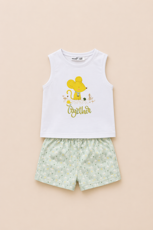 Ensemble bébé fille t-shirt imprimé & short – Douceur naturelle & style adorable