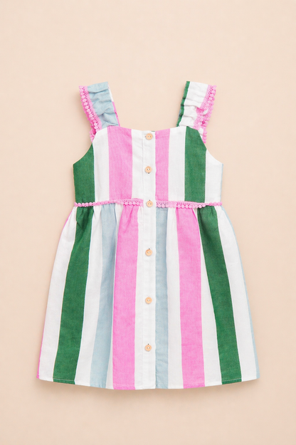 Robe fille d’été à rayures – Élégance naturelle & confort absolu