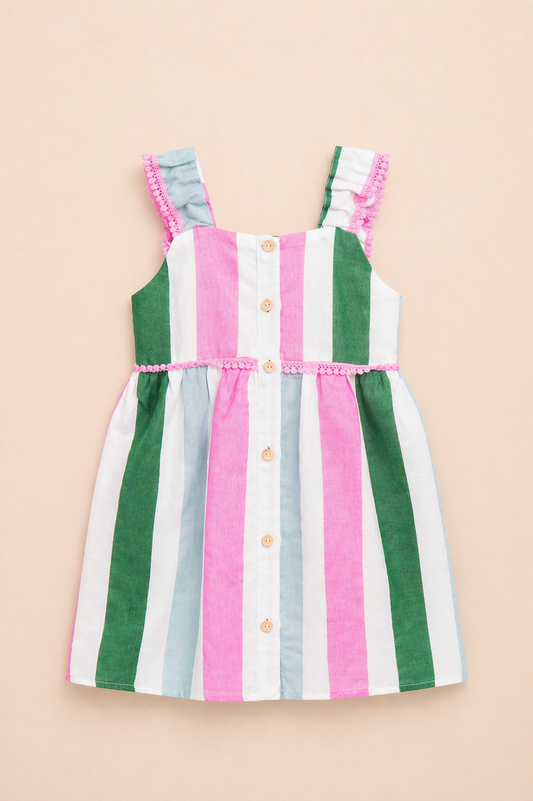 Robe fille d’été à rayures – Élégance naturelle & confort absolu