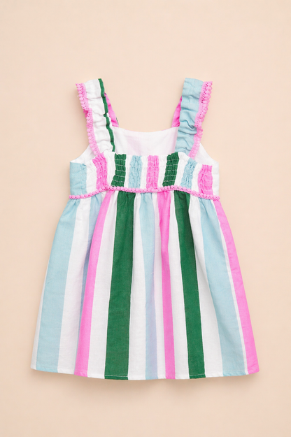 Robe fille d’été à rayures – Élégance naturelle & confort absolu