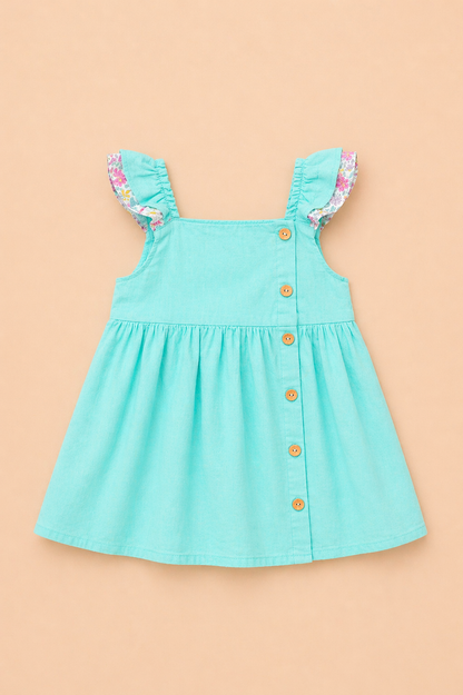 Robe fille turquoise à volants – Fraîcheur & élégance estivale