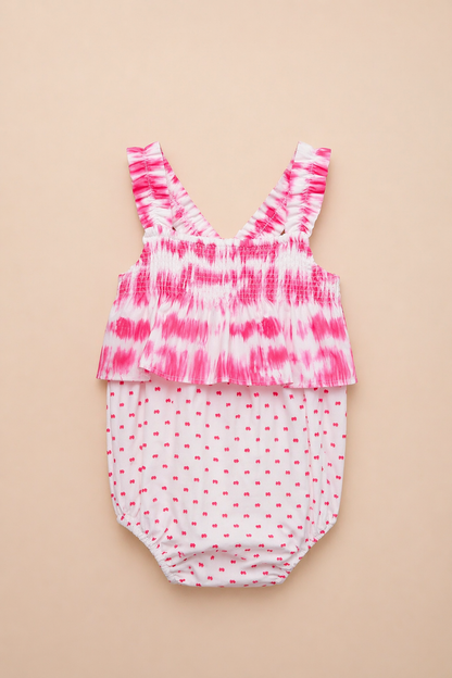 Barboteuse bébé fille rose – Fraîcheur estivale & confort absolu