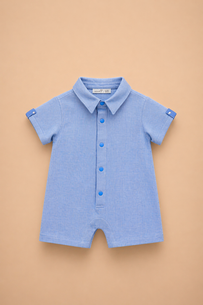 Barboteuse bébé garçon bleue – Élégance casual & confort optimal