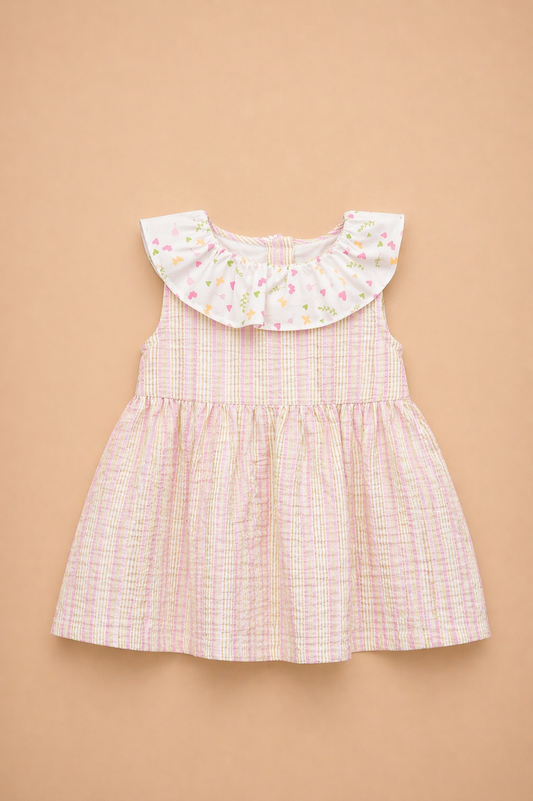 Robe bébé fille à rayures pastel – Douceur & charme délicat