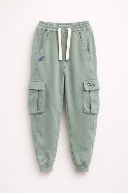 Pantalon Jogger Enfant Style Cargo – Vert Sauge