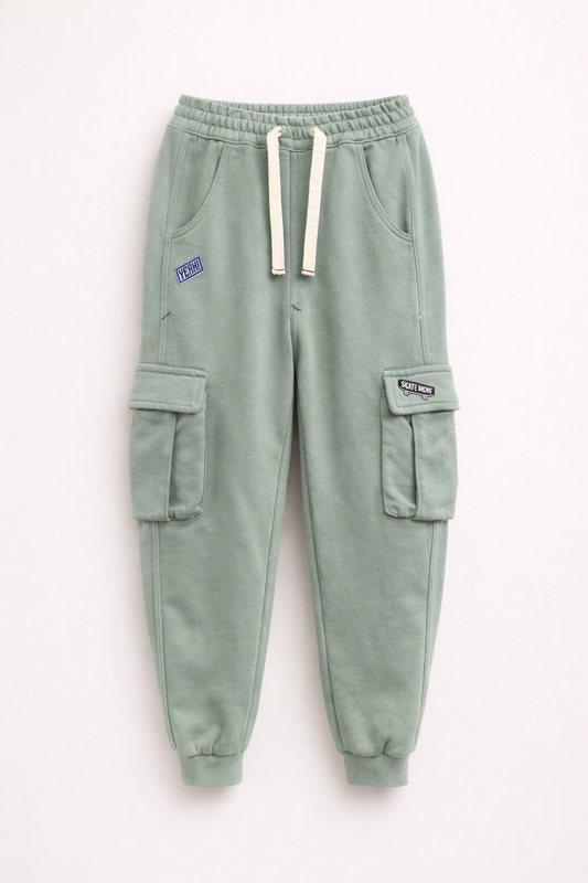 Pantalon Jogger Enfant Style Cargo – Vert Sauge