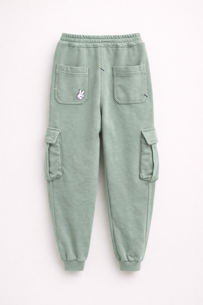 Pantalon Jogger Enfant Style Cargo – Vert Sauge