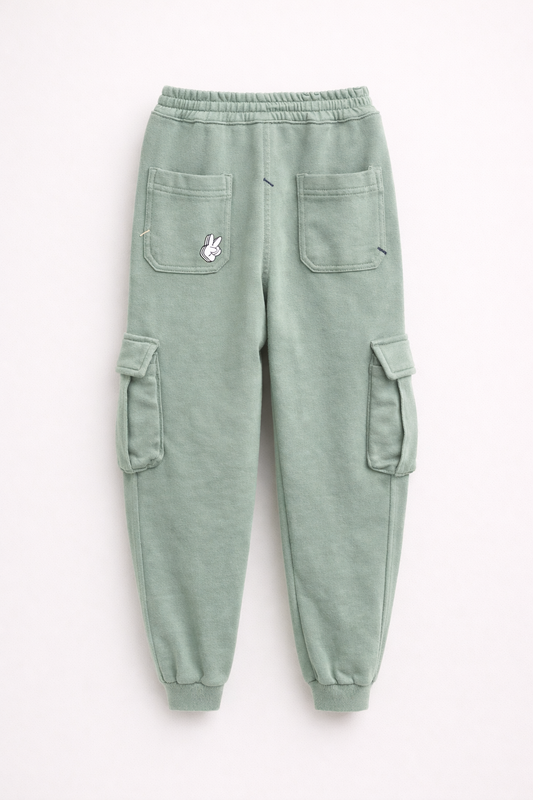 Pantalon Jogger Enfant Style Cargo – Vert Sauge