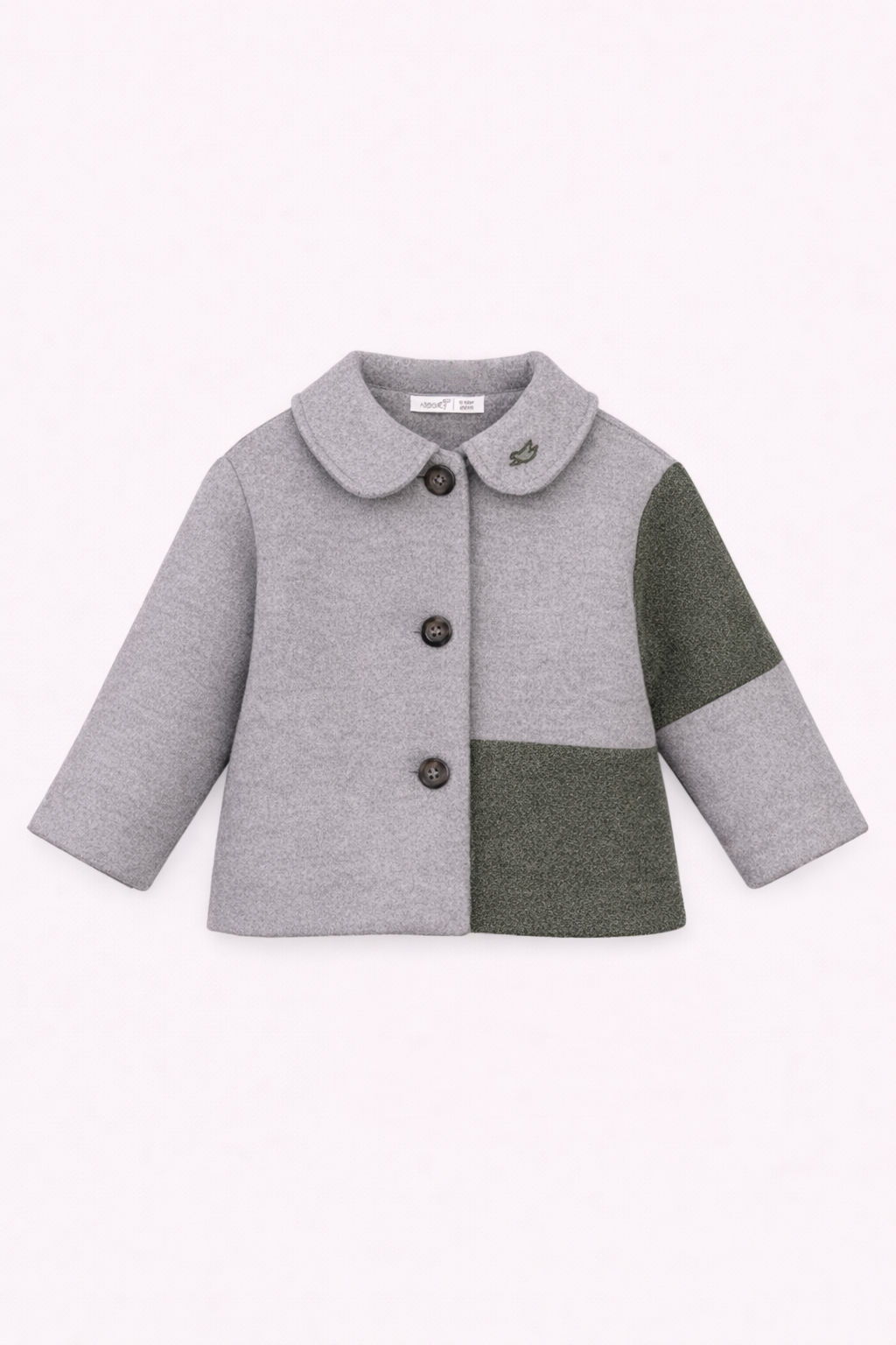 Veste bébé gris et vert – Élégance moderne et confort douillet