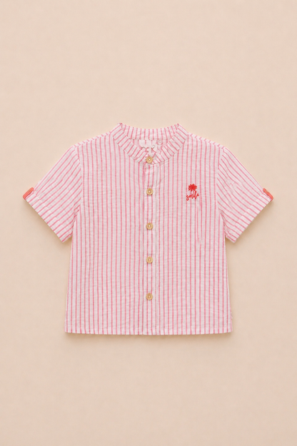 Ensemble garçon chemise rayée  & pantalon écru – Élégance estivale & confort chic
