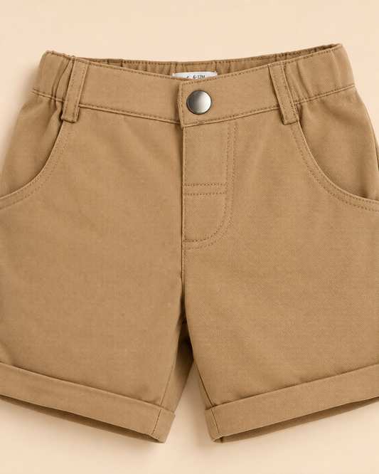 Short en gabardine de coton à élastique réglable