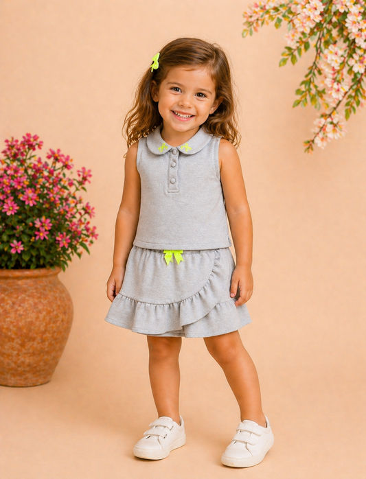 Ensemble fille gris – Élégance moderne & détails raffinés