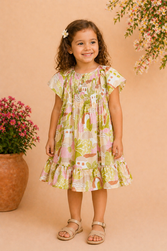 Robe fille imprimée – Esprit artistique & élégance estivale