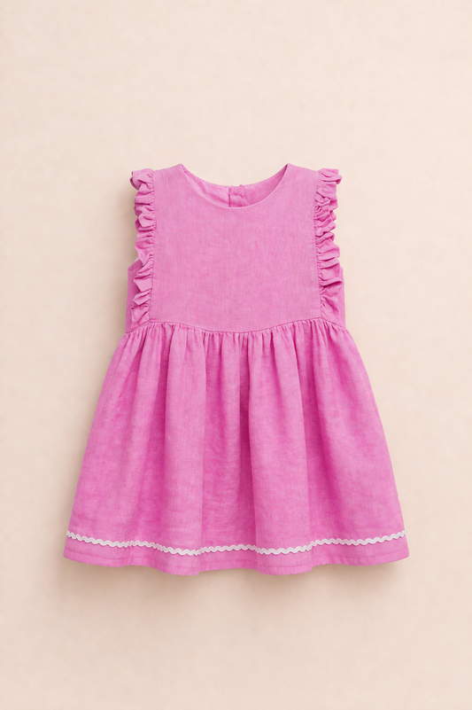 Robe fille rose à volants – Élégance douce & charme intemporel