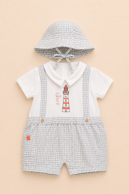 Ensemble bébé garçon marin gris – Élégance douce & esprit bord de mer
