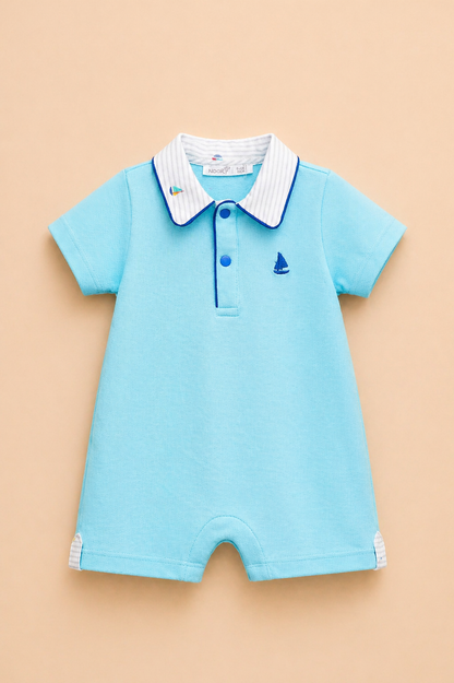 Combishort bébé garçon bleu – Élégance fraîche & esprit marin