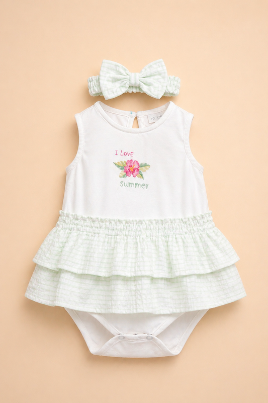 Ensemble bébé fille vert pastel – Douceur naturelle & esprit estival