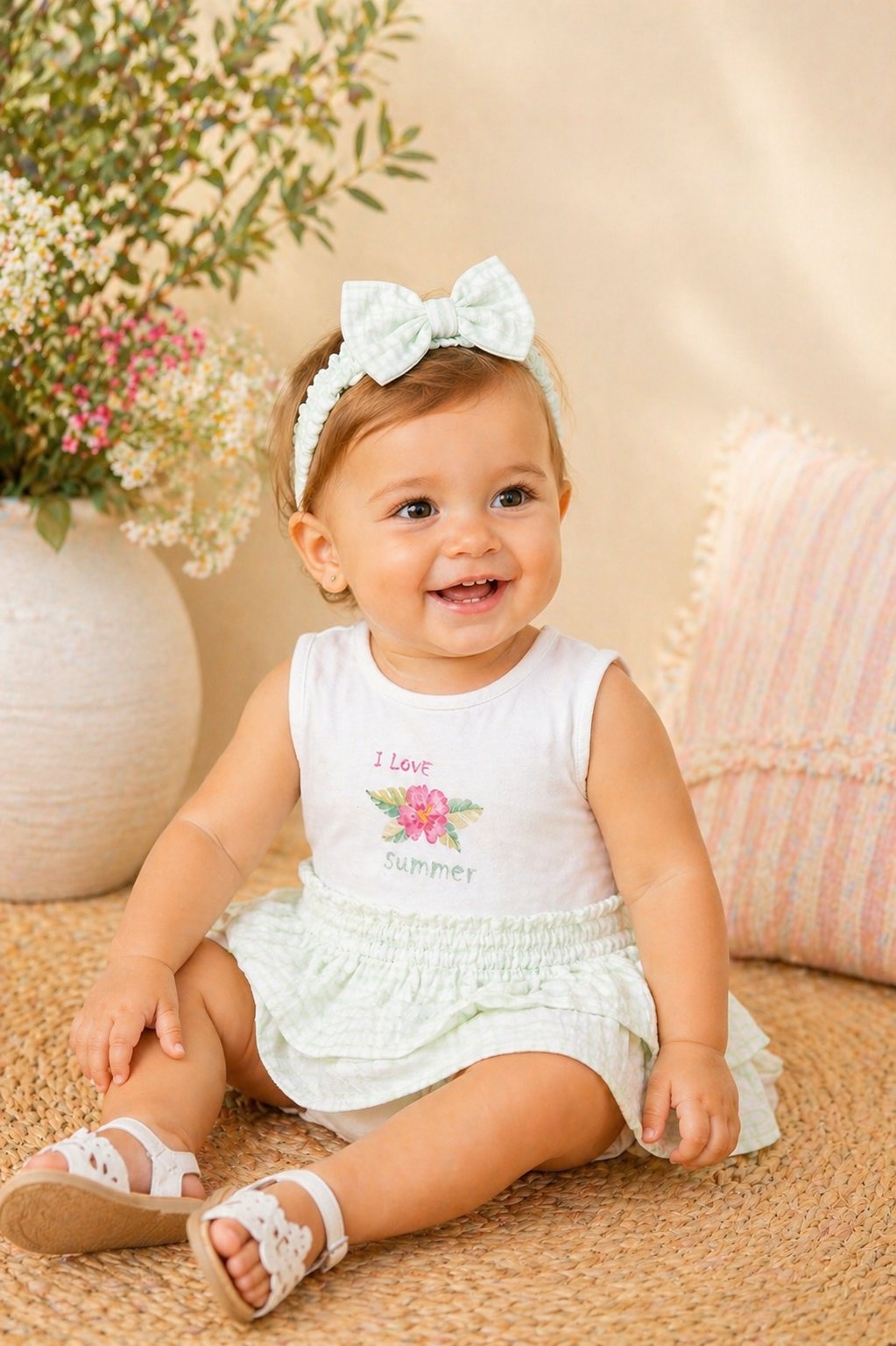 Ensemble bébé fille vert pastel – Douceur naturelle & esprit estival