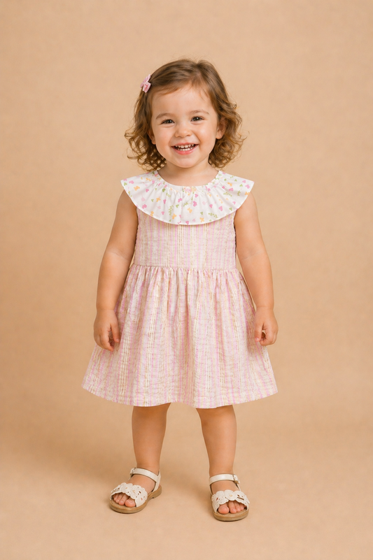 Robe bébé fille à rayures pastel – Douceur & charme délicat