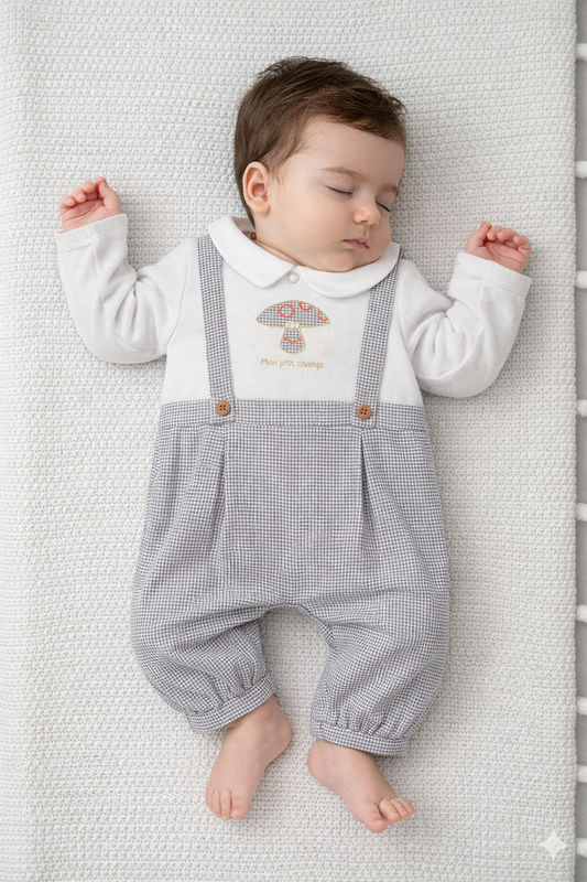 Ensemble bébé effet salopette à carreaux – Collection Automne