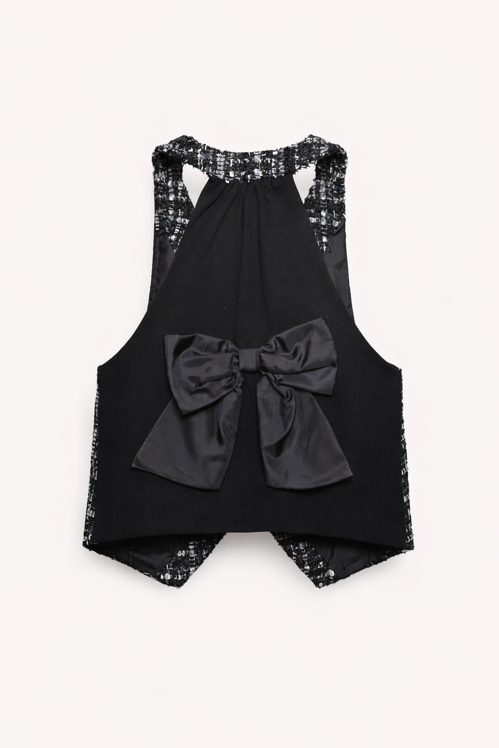 Gilet Fille Tweed Noir & Blanc – Élégance Intemporelle
