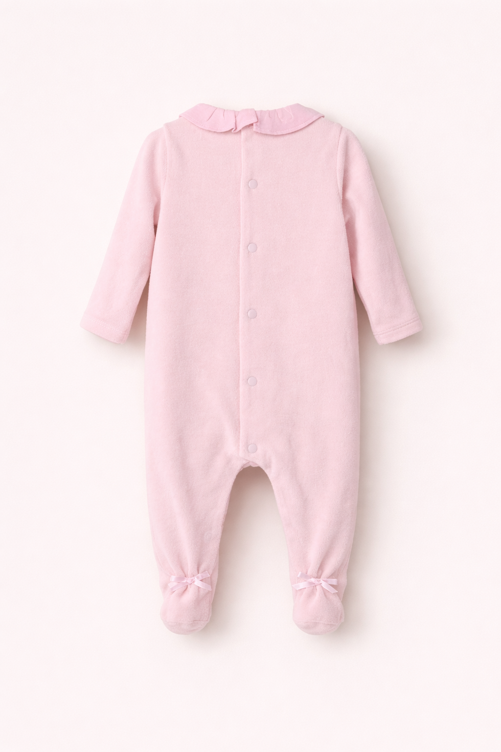 Grenouillère Bébé Fille Rose Doux avec Col Volant