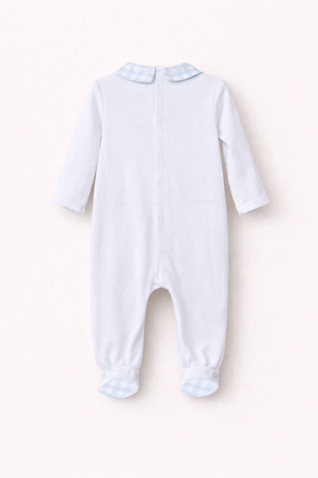 Grenouillère Bébé Garçon Blanche & Bleu Ciel – Motif Cheval à Bascule