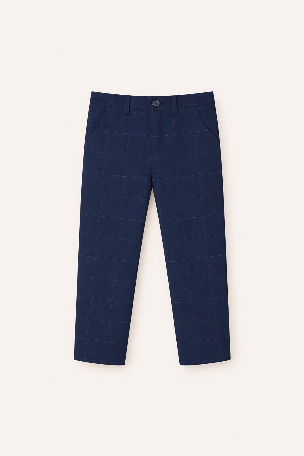 Ensemble Garçon Chic – Veste & Pantalon Bleu Marine à Carreaux