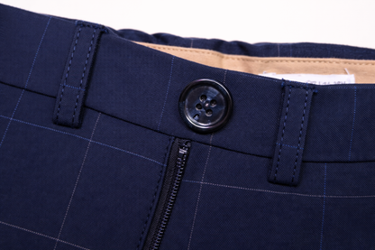 Ensemble Garçon Chic – Veste & Pantalon Bleu Marine à Carreaux