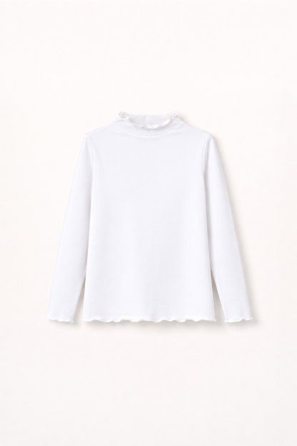 T-Shirt Fille Blanc Manches Longues – Basique Chic
