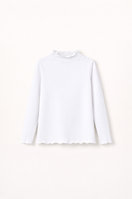 T-Shirt Fille Blanc Manches Longues – Basique Chic