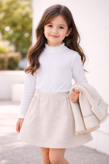 T-Shirt Fille Blanc Manches Longues – Basique Chic