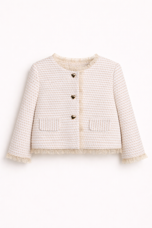 Ensemble Élégance Classique Fille – Veste & Jupe Beige