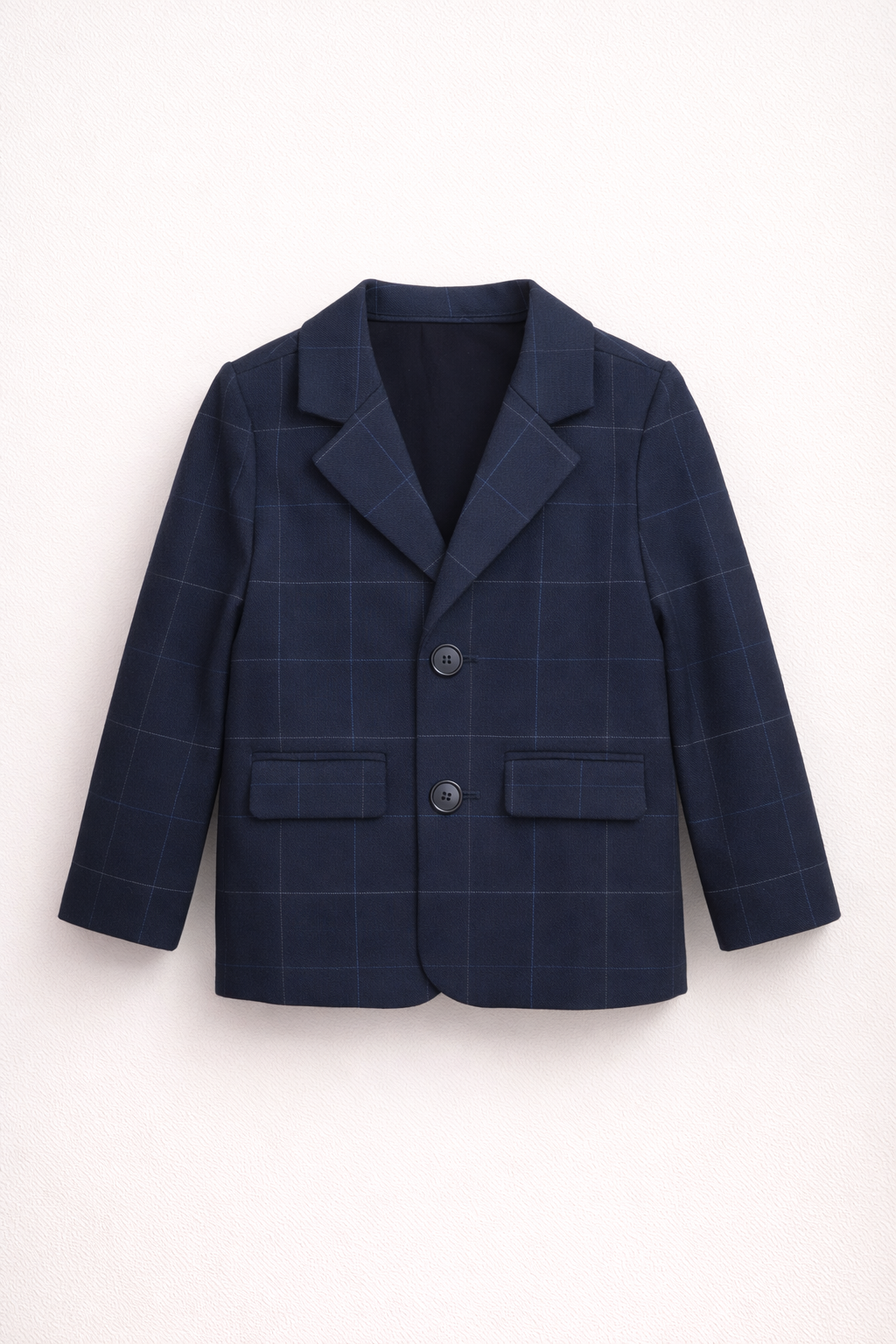 Ensemble Garçon Chic – Veste & Pantalon Bleu Marine à Carreaux