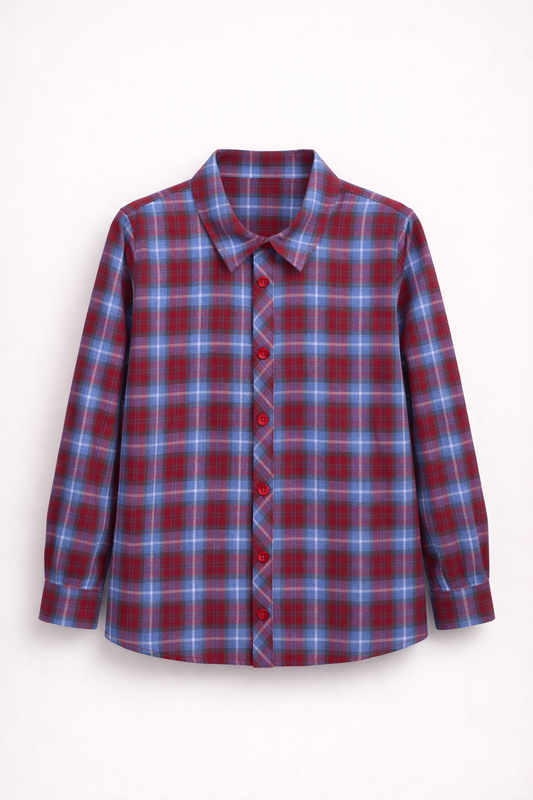 Chemise Garçon Carreaux Rouge & Bleu – Style Classique Moderne