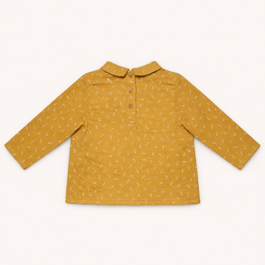 Blouse bébé jaune moutarde à col Claudine – Élégance & douceur