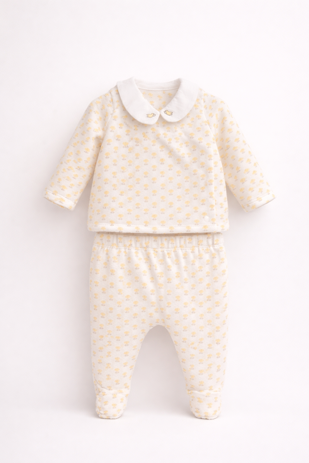 Ensemble bébé 2 pièces écru imprimé poussins – Confort & tendresse