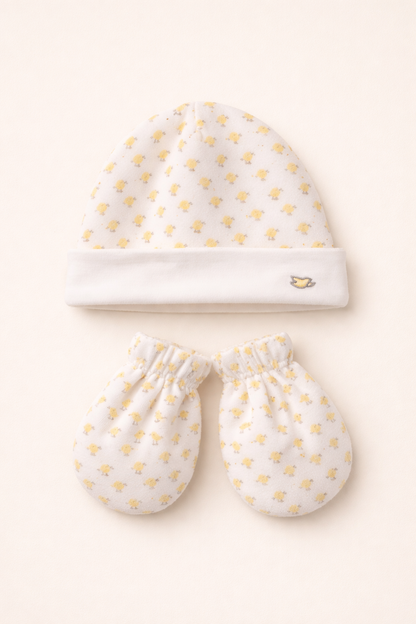 Ensemble bébé 2 pièces écru imprimé poussins – Confort & tendresse